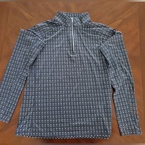 Lady Hagen Navy Geometric Quarter-Zip Pullover, Medium Size